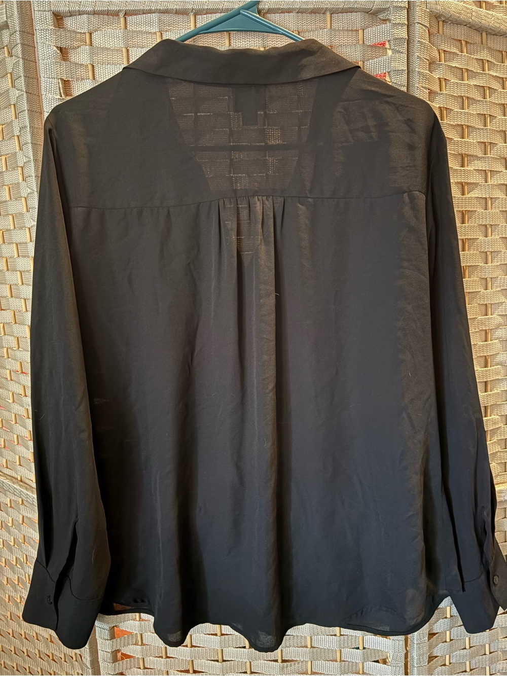 Worthington Black Semi-Sheer Button Front Blouse